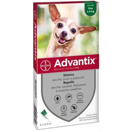 ADVANTIX SPOT-ON PER CANI FINO A 4 KG. 4 PIPETTE