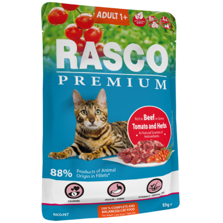 Rasco Premium Cat Adult- Beef & Herbs 85 gr