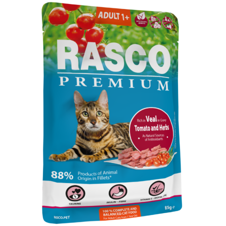 Rasco Premium Cat Adult- Veal & Herbs 85 gr
