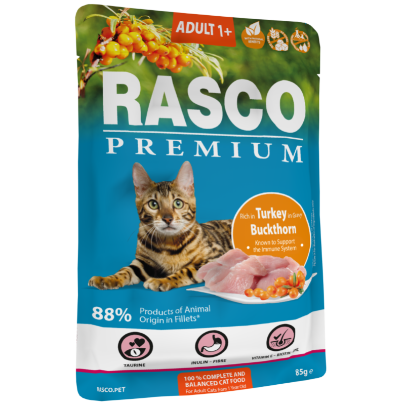 Rasco Premium Cat Adult, Turkey, Bructhorn 85 gr