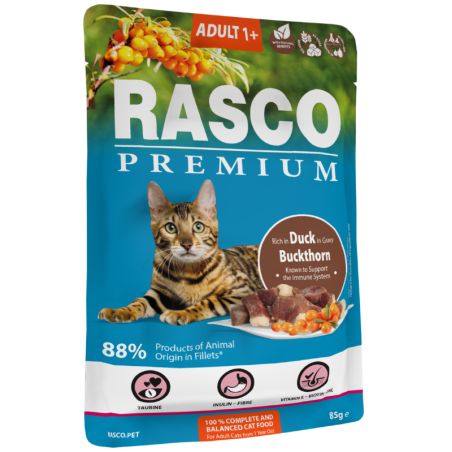 Rasco Premium Cat Adult, Duck, Bucktohorn 85 gr