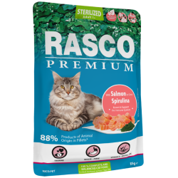 Rasco Premium Cat Adult Sterilized, Salmone e Spirulina 85 gr